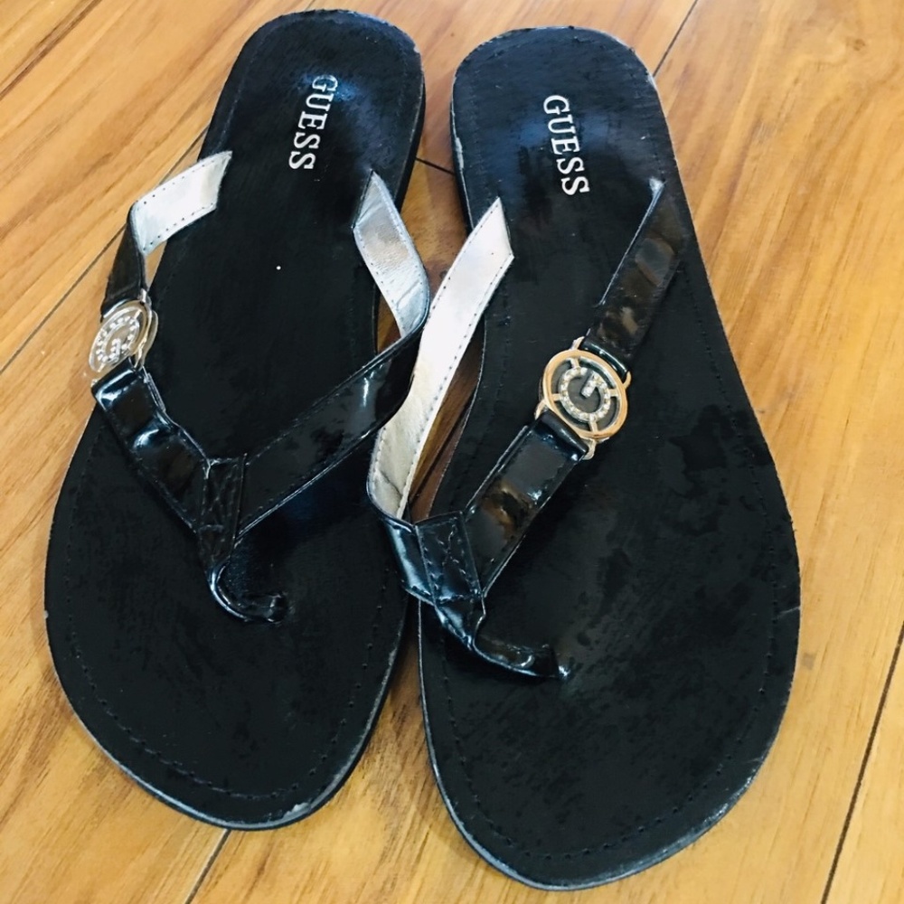 Guess Marciano black shiny shoes sandals 6.5